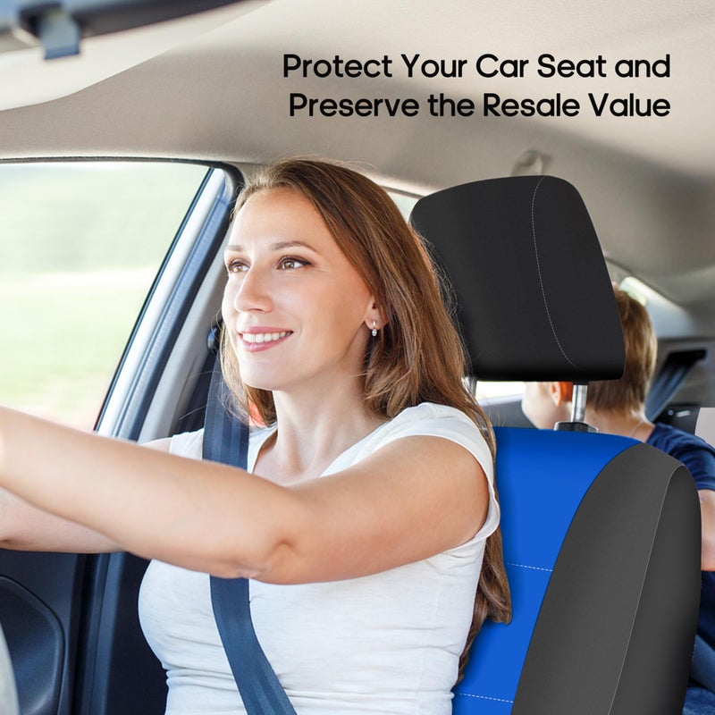 FH Group Waterproof Neoprene Car Seat Covers Full Set â€“ Universal Fit Front & Split Bench Rear Seat Covers, Airbag Compatible Automotive Seat Protectors for Cars, SUVs & Vans, Blue - Image 5